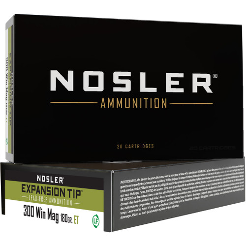 Nosler .300 Winchester Mag Expansion Tip E-Tip Lead-Free 180 Grain 20/Box