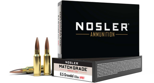 Nosler 6.5mm Grendel Custom Competition Match Grade Hollow Point Boat Tail 123 Grain 20/Box