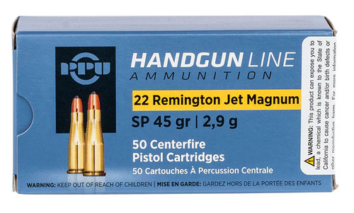 Prvi Partizan .22 Rem Jet Mag Handgun Soft Point 45 Grain 50/Box