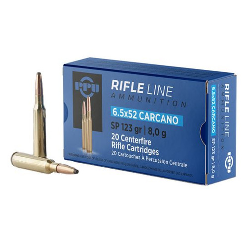 Prvi Partizan 6.5x52mm Carcano Rifle Line Ammunition Soft Point 123 Grain 20/Box