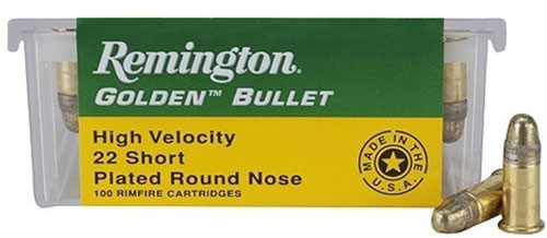 Remington .22 Short Golden Bullet Plated Lead Round Nose 29 Grain 100/Box