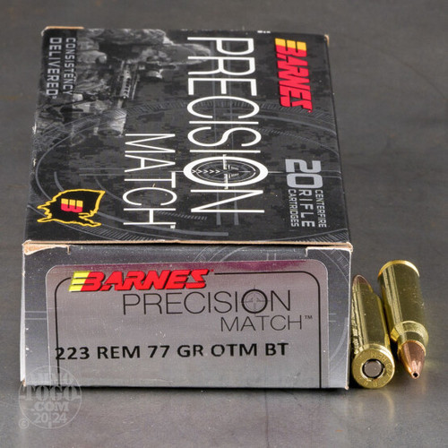 Barnes .223 Remington Precision Match Match Burner Open Tip Match Boat-Tail 77 Grain 20/Box [Item 6690]