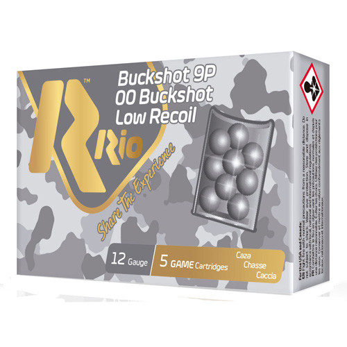 Rio Ammunition 12 Gauge Royal Buck Low Recoil 9 Pellets 00 Buck 1-1/8 oz 2.75 in 5/Box