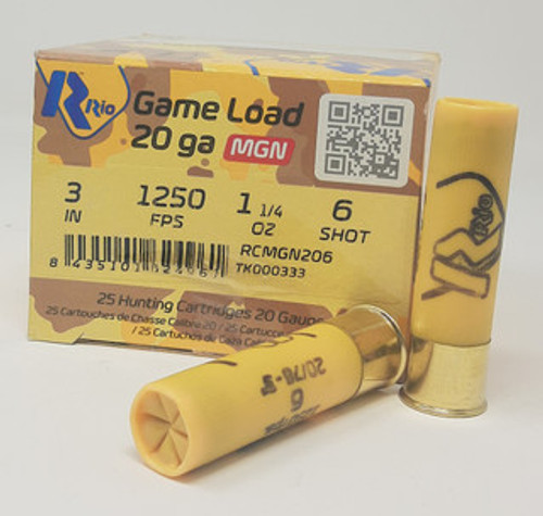 Rio Ammunition 20 Gauge Game Load MGN Heavy Field #6 1-1/4 oz 3 in 25/Box