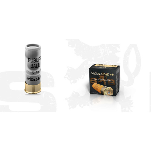 Sellier and Bellot 12 Gauge Rubber Spherical Personal Defense 2 BALLS Rubber Ball Less Lethal 1/8 oz 2.75 in 25/Box