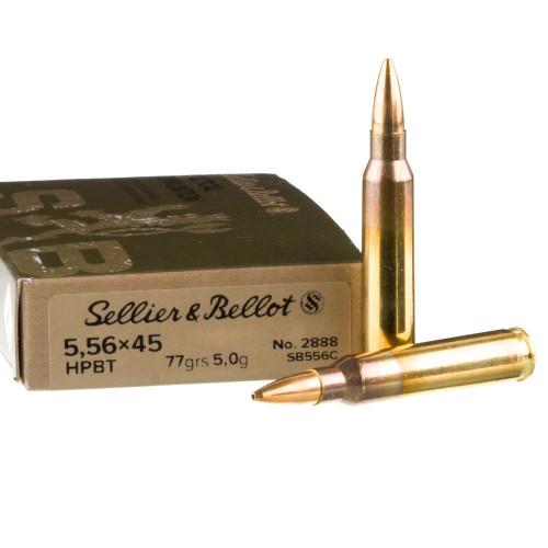 Sellier and Bellot 5.56x45mm NATO Tactical Hollow Point Boat Tail 77 Grain 20/Box