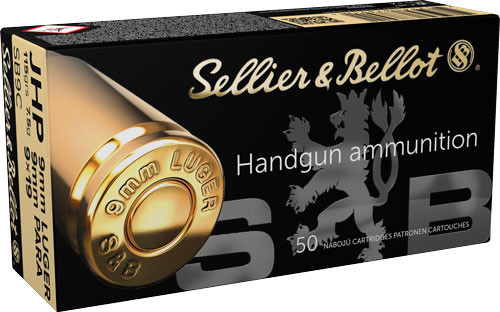 Sellier and Bellot 9mm Luger / Parabellum Handgun Jacketed Hollow Point 115 Grain 50/Box