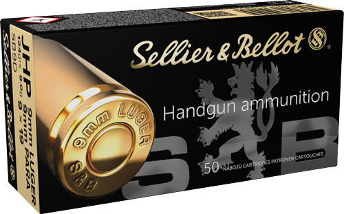 Sellier and Bellot 9mm Luger / Parabellum Handgun Jacketed Hollow Point 124 Grain 50/Box