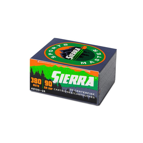 Sierra .380 ACP/Auto Sports Master Jacketed Hollow Point 90 Grain 20/Box Sierra .380 ACP/Auto Sports Master Jacketed Hollow Point 90 Grain 20/Box