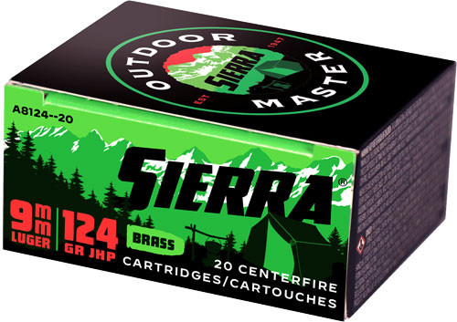 Sierra 9mm Luger / Parabellum Outdoor Master Jacketed Hollow Point 124 Grain 20/Box