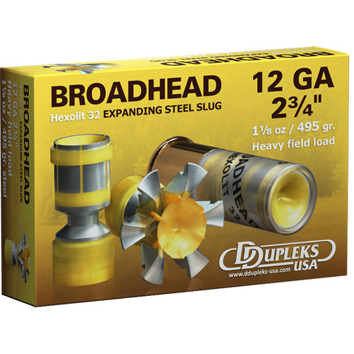 DDupleks 12 Gauge Broadhead Hexolit 32 Slug 1-1/8 oz 2.75 in 5/Box [Item 7079]