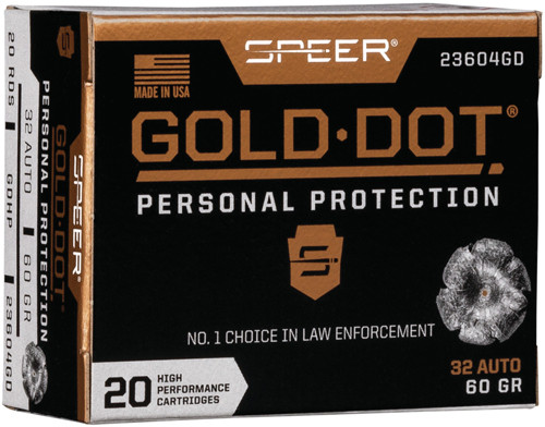 Speer .32 ACP Gold Dot Personal Protection Hollow Point 60 Grain 20/Box