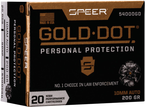 Speer 10mm Auto Gold Dot Personal Protection Hollow Point 200 Grain 20/Box