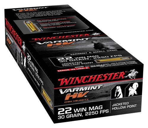 Winchester .22 Magnum / WMR Varmint HV Jacketed Hollow Point 30 Grain 50/Box