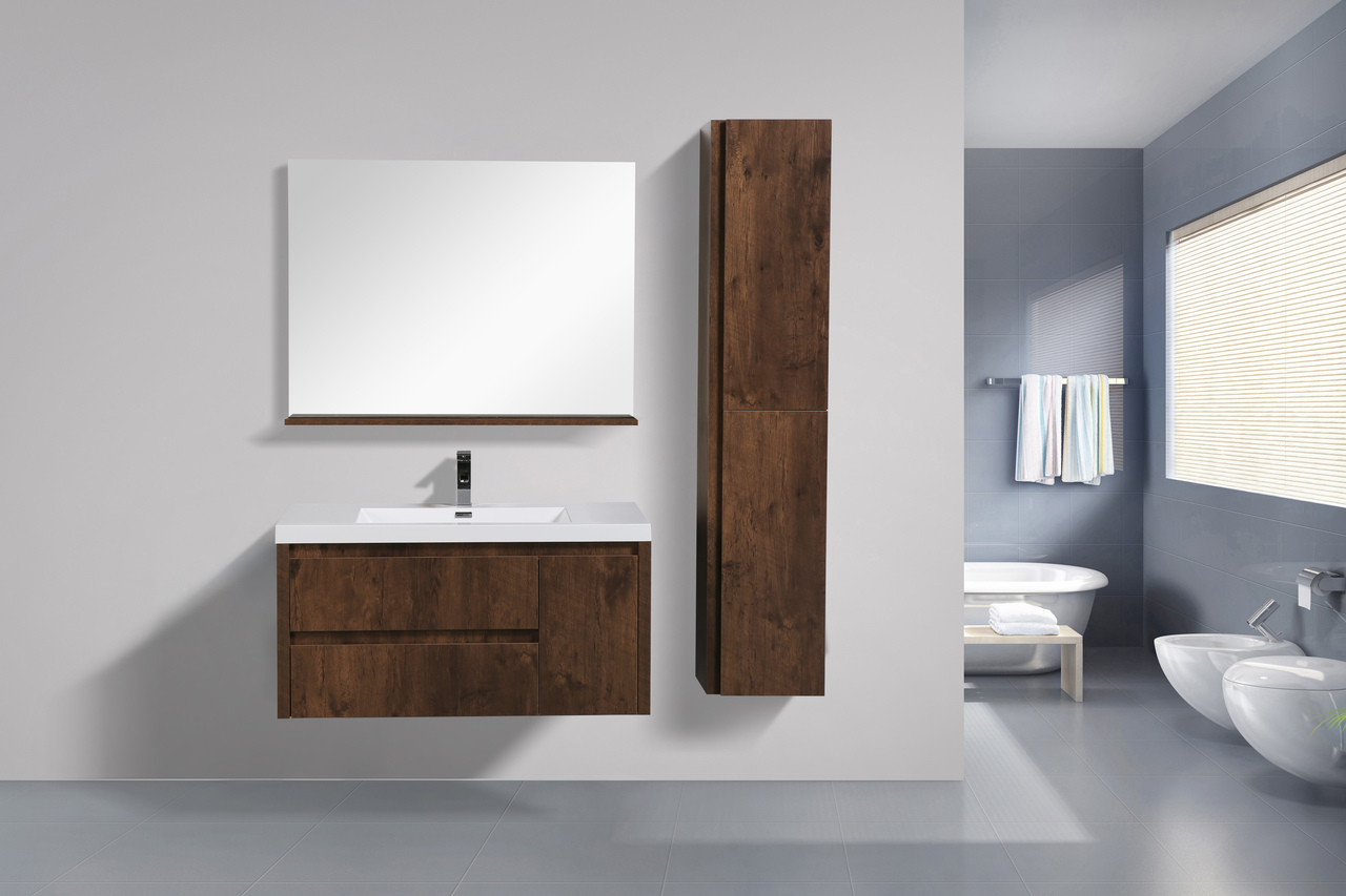 JADE 42" ROSEWOOD MOUNTED MODERN BATHROOM VANITY WITH ACRYLIC SINK