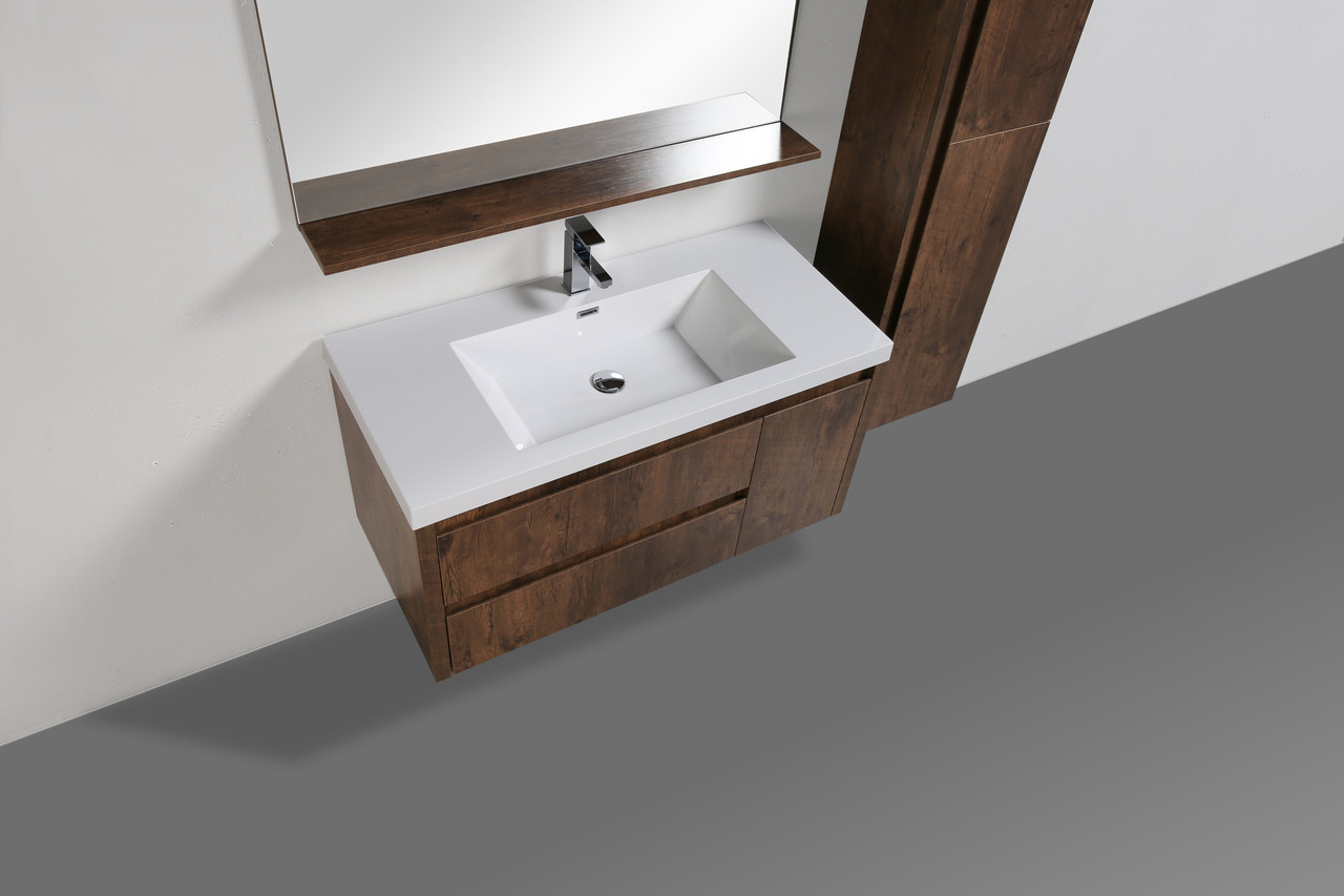 JADE 42" ROSEWOOD MOUNTED MODERN BATHROOM VANITY WITH ACRYLIC SINK