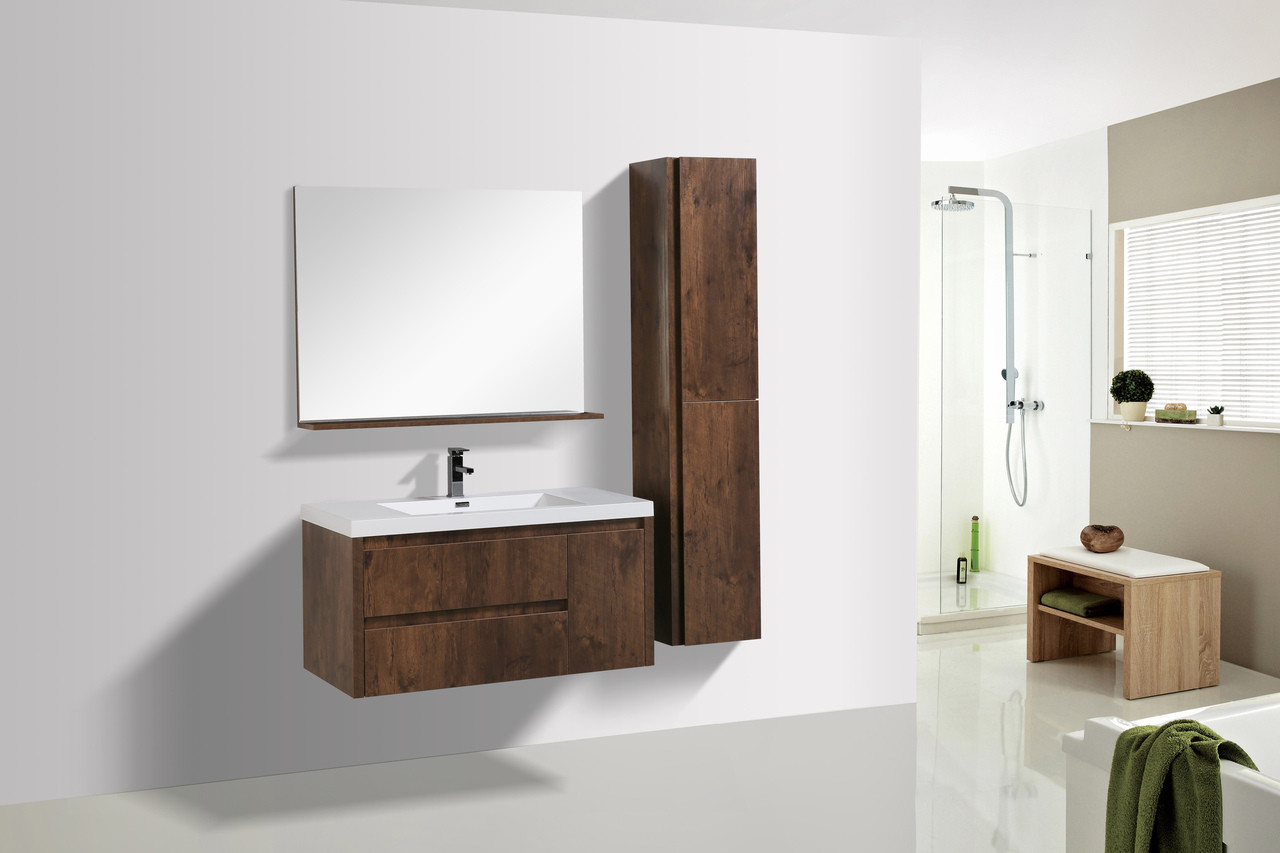 JADE 42" ROSEWOOD MOUNTED MODERN BATHROOM VANITY WITH ACRYLIC SINK