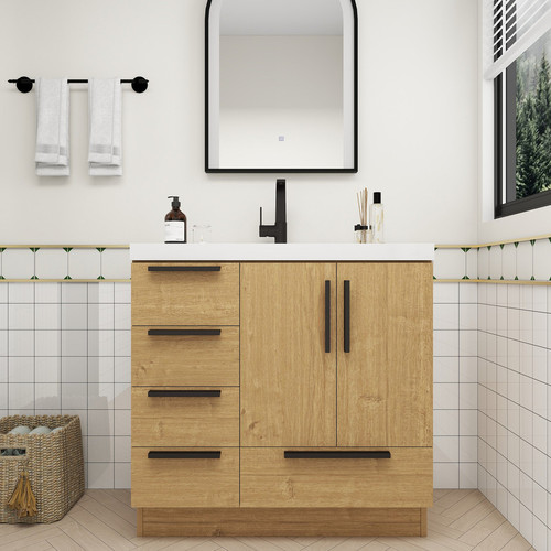 Carla 36" Freestanding Bathroom Vanity with Left Side Drawers