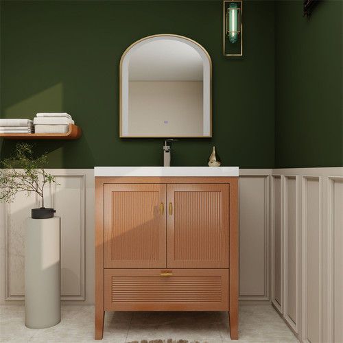 NCS 30" Louvered Freestanding Bathroom Vanity with Acrylic Sink