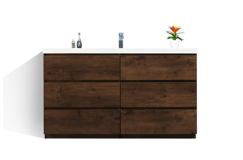 MOA 60″ Modern Bathroom Vanity W/ 6 Drawers and Acrylic Sink - Single Sink