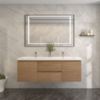 BTO 60" Wall Mounted Modern Bathroom Vanity--Double Sink