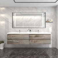  BTO 84" Wall Mounted Modern Bathroom Vanity--Double Sink