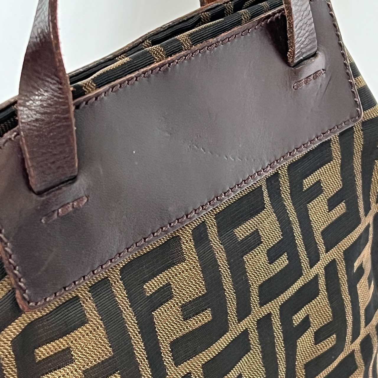 VINTAGE FENDI ZUCCA FOLD OVER BAG , CLUTCH LOGO LEATHER CANVAS