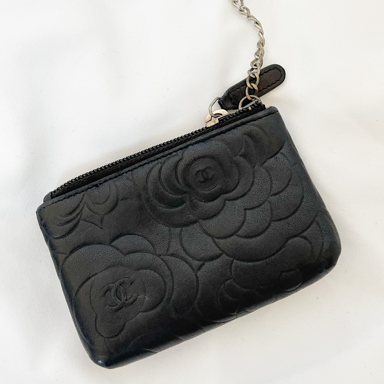 Chanel Camilia CC Coin Keychain Pouch Black