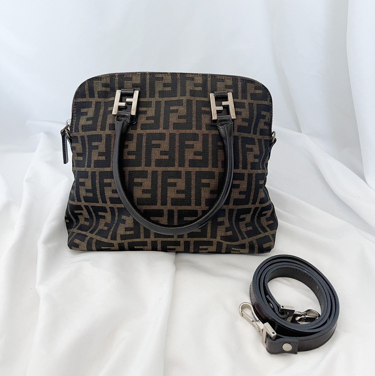 Vintage Fendi Zucca Handbag with Crossbody Strap