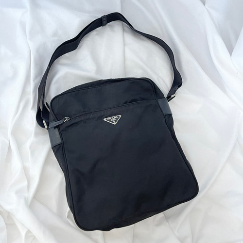 Prada Nylon Messenger Crossbody-Black