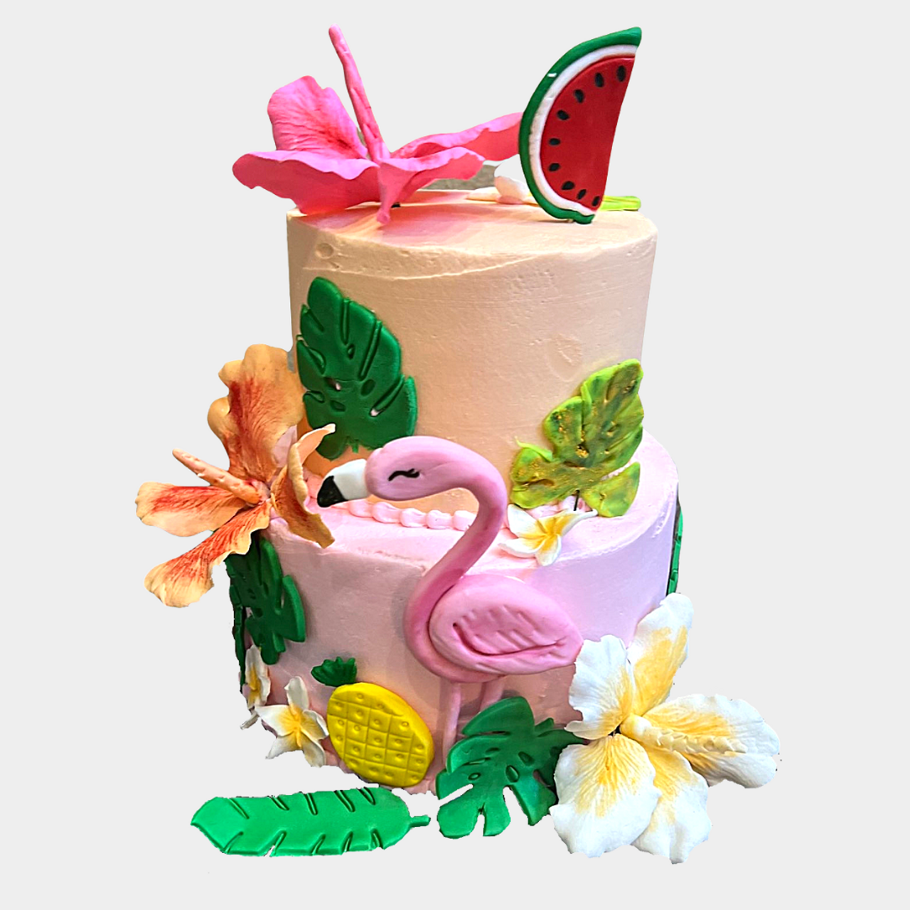 Tropical birthday cake. | Tropical birthday cake, Flamingo birthday party  cake, Flamingo birthday cake