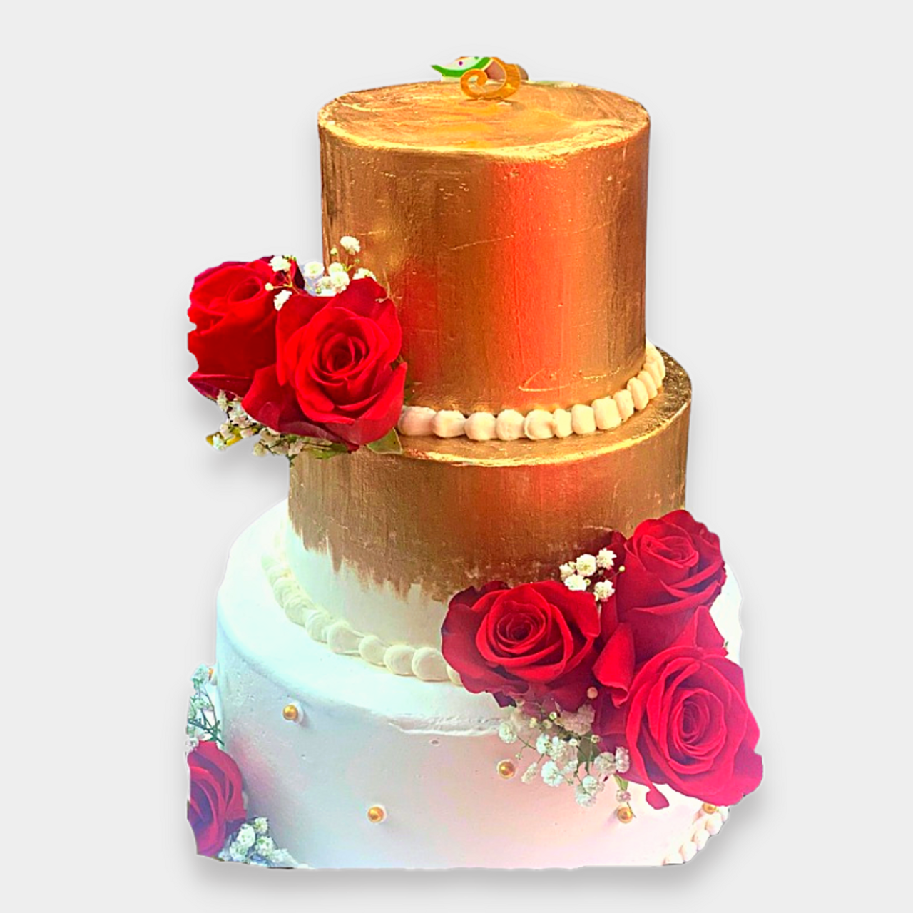 White Rose Cake with Edible Rose Petals by FamilySpice.com