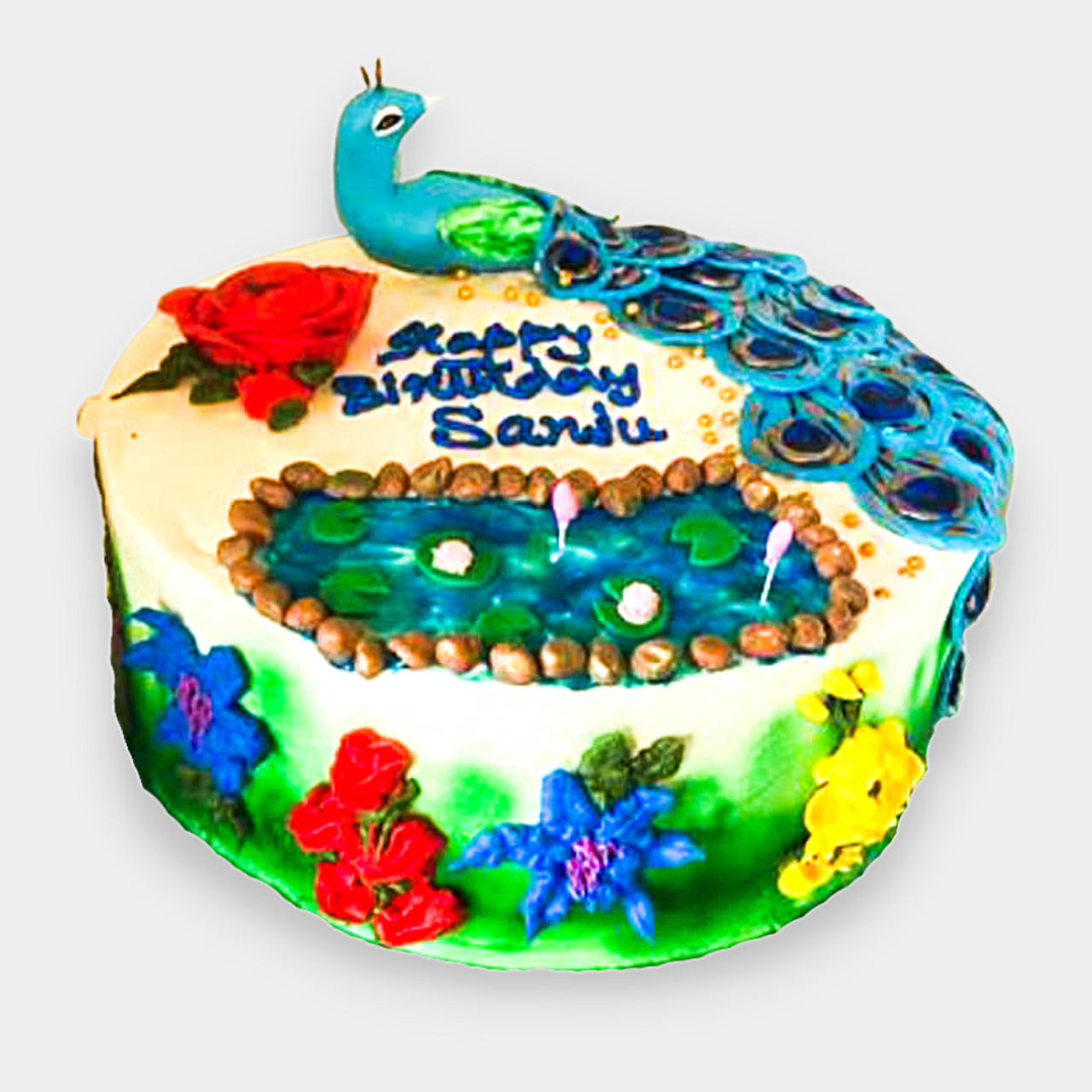 The Sensational Cakes: Peacock beautiful blue gold 3d sugar figurine  ornament 3d customized cake #singaporecake