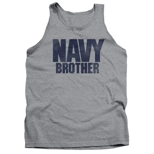 Trevco Navy-Brother Adult Tank Top, Athletic Heather - 2X