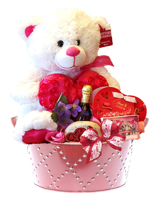 Large Fluffy Valentine White Bear