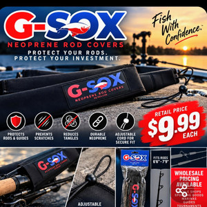 premium neoprene fishing rod cover.  secure strap