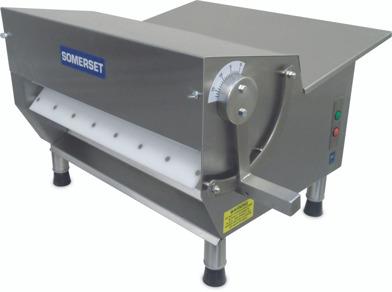 Somerset CDR-500 Stainless Steel Manual Countertop Dough Sheeter with 3.5 x 20 Synthetic Non-Stick Rollers - 115V, 3/4 HP