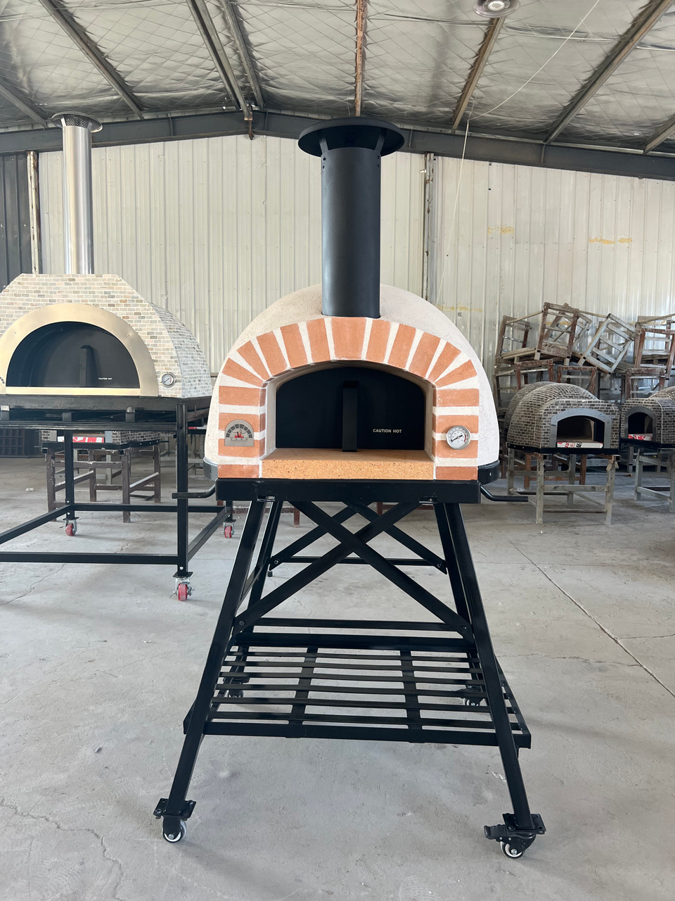 OP60 Brick Front Wood Fired Pizza Ovens with Real Brick Front