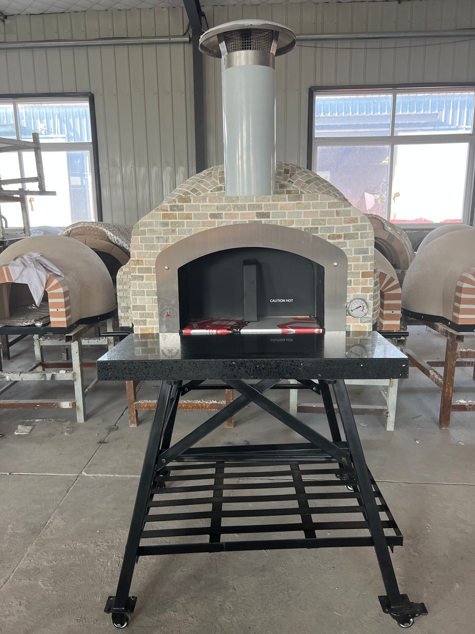 Tiled Cement Outdoor Pizza Oven / Clay Wood Fired Pizza Ovens with White  Penny / Circle Mosaic Tiles - OP81