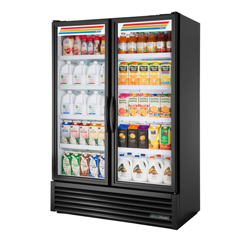 True FLM-54~TSL01 53 7/8" Black Refrigerated Glass Door Merchandiser with LED Lighting, Refrigerant R290, 47.17 Cu. Ft