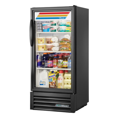 True GDM-10-HC~TSL01 24 7/8" Black Refrigerated Glass Door Merchandiser w LED Lighting, Refrigerant R290, 9.2 Cu. Ft.