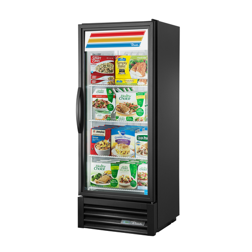 True GDM-10F-HC~TSL01 24 7/8" Black Glass Door Merchandiser Freezer with LED Lighting, Refrigerant R290, 12 Cu. Ft.