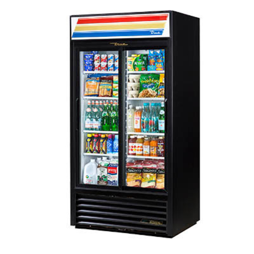 True GDM-33-HC-LD 39 1/2" Black Refrigerated Sliding Glass Door Merchandiser with LED Lighting, Refrigerant R290, 31.4 Cu. Ft.