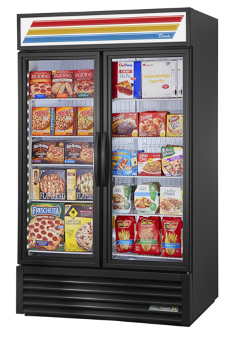 True GDM-43F-HC~TSL01 47 1/8" Black Glass Door Merchandiser Freezer with LED Lighting, Refrigerant R290, 39.8 Cu. Ft.