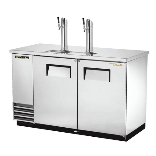 True TDD-2-S-HC 58 7/8" 2 Keg Direct Draw Kegerator Beer Dispenser with 2 Taps - Stainless Steel, (2) 1/2 Keg Capacity, Refrigerant R290, 20.3 Cu.Ft.