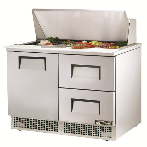 True TFP-48-18M-D-2 48" Sandwich/Salad Prep Table w/ Refrigerated Base, Refrigerant R134A, 18 Pans (Top)