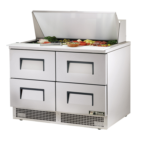 True TFP-48-18M-D-4 48" Sandwich/Salad Prep Table w/ Refrigerated Base, Refrigerant R134A, 18 Pans (Top)