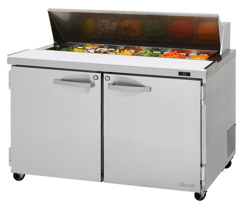 Turbo Air PST-48-N 48.25'' 2 Door Counter Height Refrigerated Sandwich / Salad Prep Table with Standard Top  Refrigerant R290,  12 Cu. Ft.