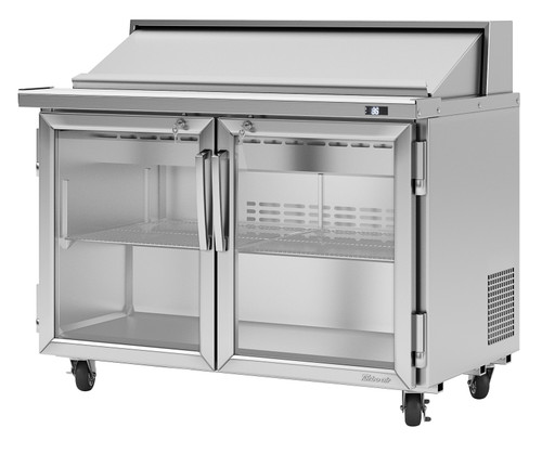 Turbo Air PST-48-G-N 48.25'' 2 Door Counter Height Refrigerated Sandwich / Salad Prep Table with Standard Top Refrigerant R290,  12 Cu. Ft.