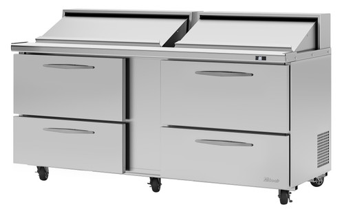 Turbo Air PST-72-D4-N 72.63'' 4 Drawer Counter Height Refrigerated Sandwich / Salad Prep Table with Standard Top Refrigerant R290,  19  Cu. Ft.